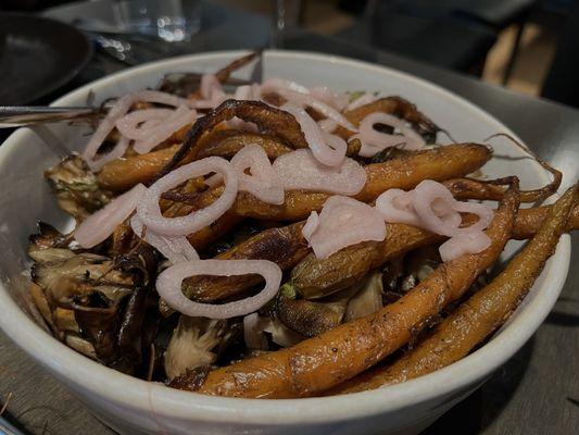 Carrots and maitake mushrooms