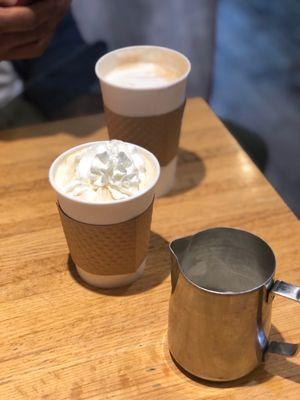 Above: Caramel latte- not too sweet and creamy foam boyfriend loved! Other: Americano with half and half and whipped