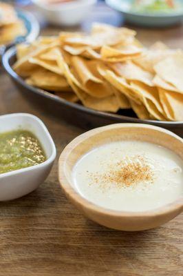 Gezzo's warm melty queso puts a smile on every face!  All entrees are served with chips & home made salsas!