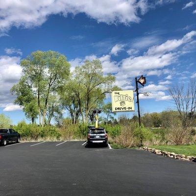 Right when you pull into the lot - you can park on the outskirts and walk to the window to place an order