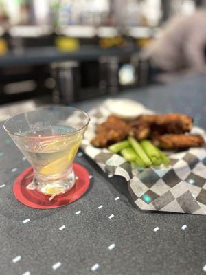 Vesper Martini & Lemon-Pepper Wings