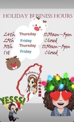 Holiday business hours