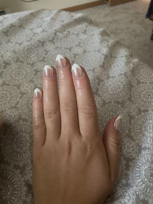 French tip, shellac, natural nails