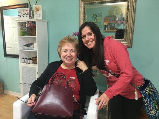 My mom and I after her haircut with Jill