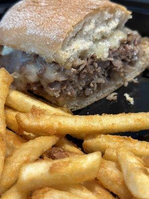 French dip with Swiss cheese