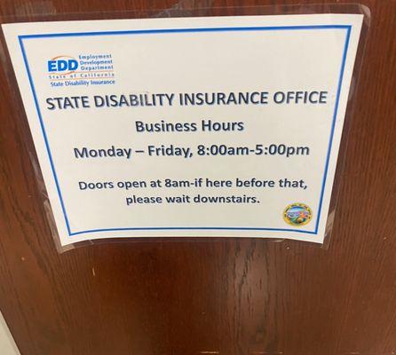 These are the  hours Disability office is open from. Huge line if you go right when it opens better to go mid day.