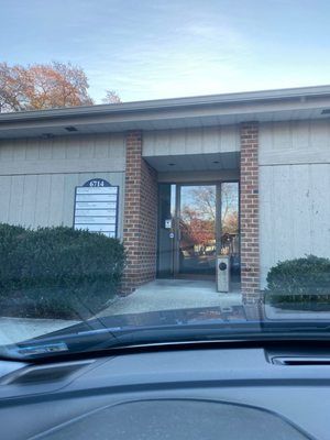 Front of the building from the empty parking lot