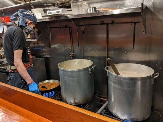 broth and curry cooking