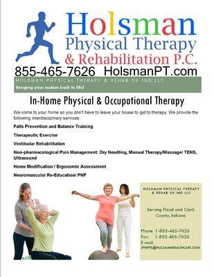 In-Home Physical Therapy and Occupational Therapy Clark County Indiana