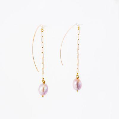 Gold chain with Pink pearl earrings