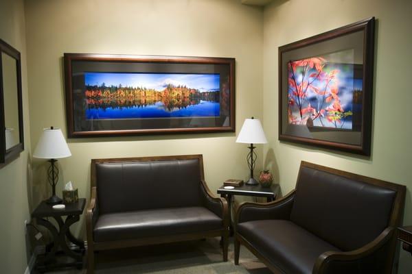 Waiting room area with comfortable seating and beautiful views.