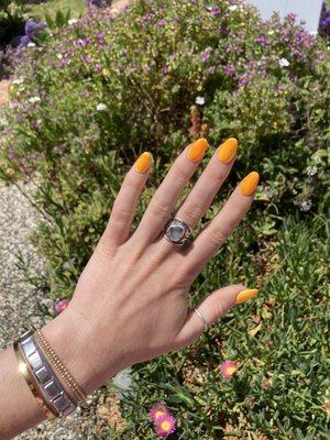 Acrylic neon orange nails