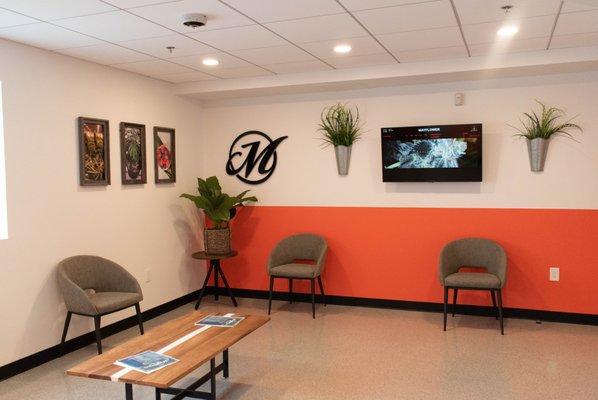 Mayflower Worcester's recreational waiting room. Clean, fresh, and comfortable.