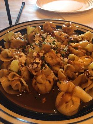 Pear goat cheese brown sauce pasta.