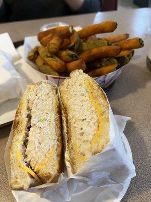 tuna melt; fried zucchini