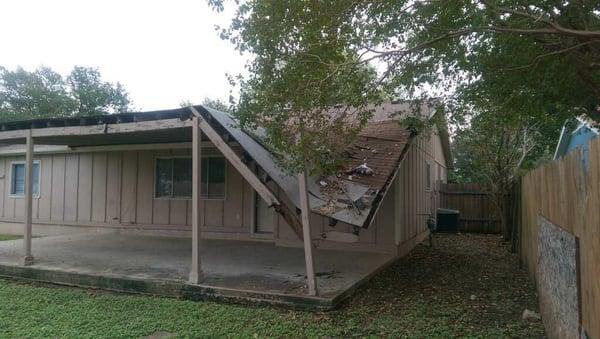 Improperly built Porch taken down by heavy winds