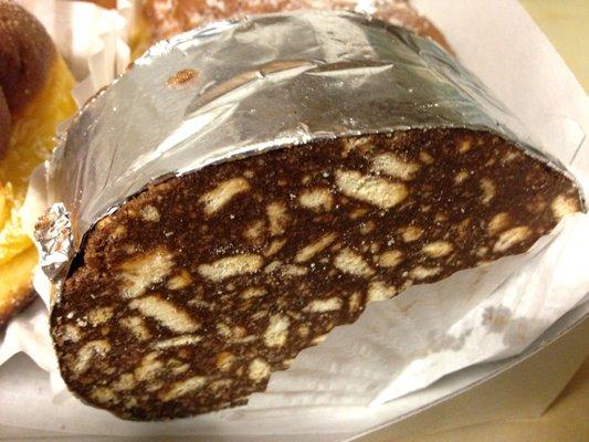 Chocolate Salami up close (really good, not too sweet)