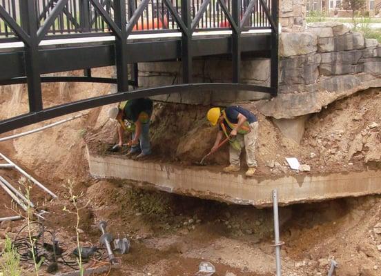 3D stabilizes the foundation of a foot bridge at the University of  Notre Dame