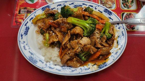 Broccoli beef over rice