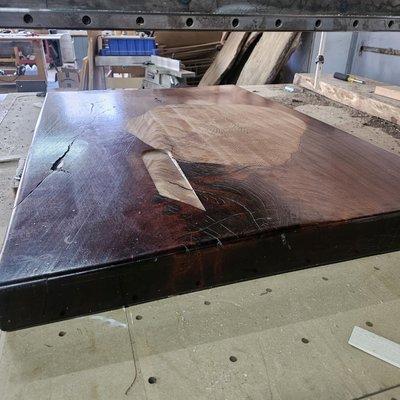 Mahogany slab flattening