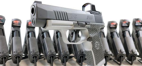 SK Customs Sig P365XL RomeoZero. Sig Elite Titanium Cerakote with our Customs X Series Tetris Stipple