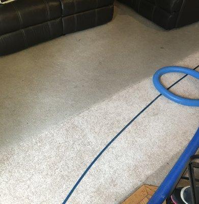 before -- the dark side of the carpet isn't a shadow.. it's the color / stain / dirt of the carpet. We had a runner in the side that's clean