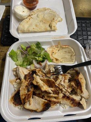 Food I ordered:  Chicken Shawarma Plate