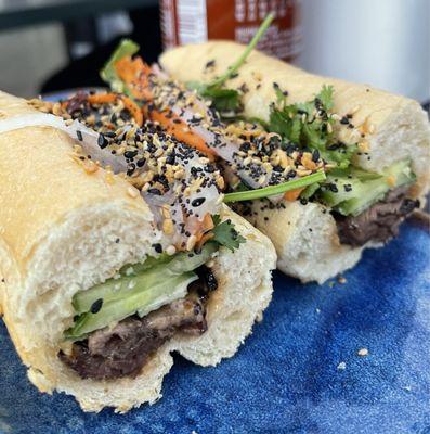 Grilled beef banh mi