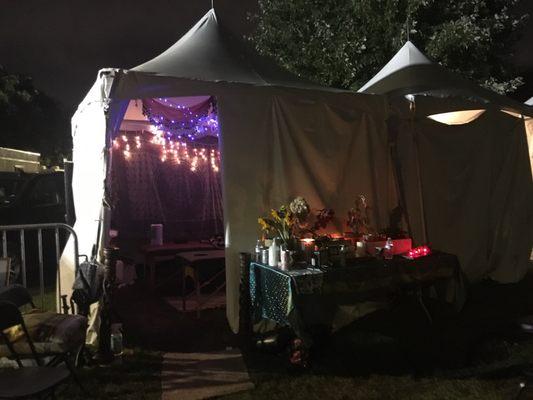 Massage tent backstage at Riot Fest 2019 for artists and their crew