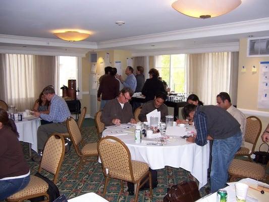 Students working on the activity portion of the Scrum Master Certification Class