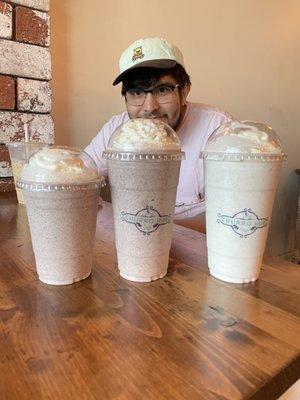 Oreo-Chata small, Oreo-Chata large, and Vanilla Bean large