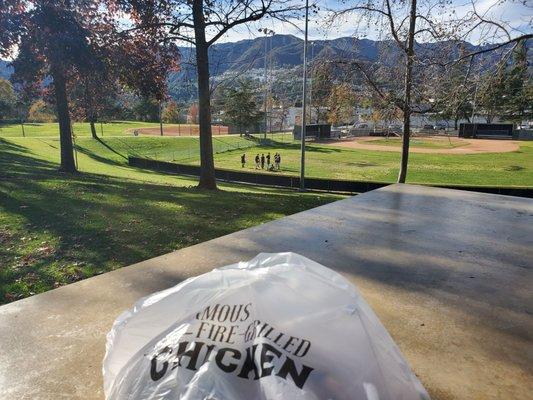 Lunch outside on a beautiful day.