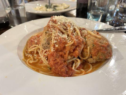 Spaghetti & Meatballs entree - excellent house specialty