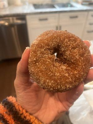 Cinnamon sugar, donut, served warm