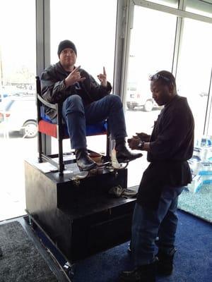 Shiny Shoes, doing what he does so well, at the Cottenelle Refresh Lounge at E. Cesar Cavez and Red River, during SXSW.