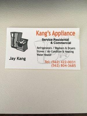 Here is his contact info and all the appliances he fixes.