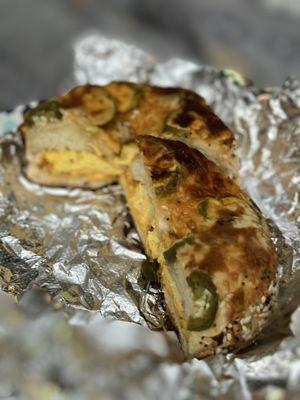 Egg-Ala-Bagel in a Jalapeño Cheese Everything Bagel