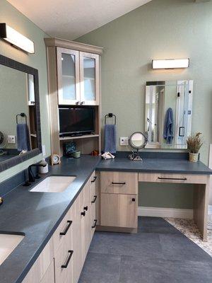 L-shaped vanity