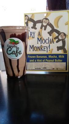 One of our most popular items is The Mocha Monkey! Perfect blend of chocolate, banana, peanut butter....you will never be the same!