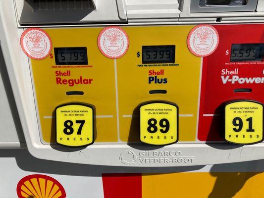 $5.19.9 for Regular $5.39.9 Shell Plus