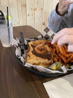 Ruben with sweet potato fries.