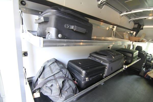 Your bags are not packed into an old, crowded, storage facility, they are carefully tucked away on stainless steal retractable shelving.