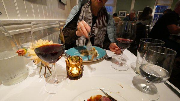 Perfect pinot worked with my duck and her scallops