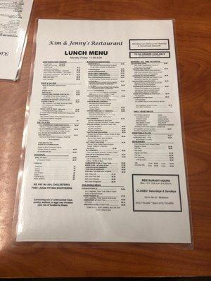 Lunch Menu