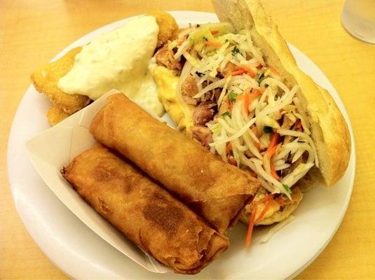 Vietnamese sandwich, egg rolls and battered fish - UC Merced Dining Center