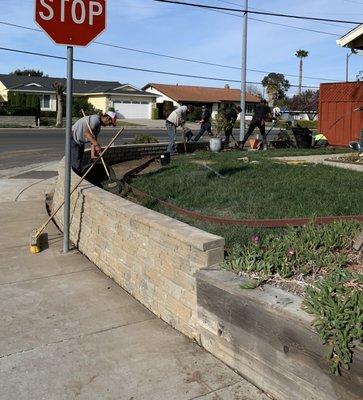 Working on the wall and inner landscaping