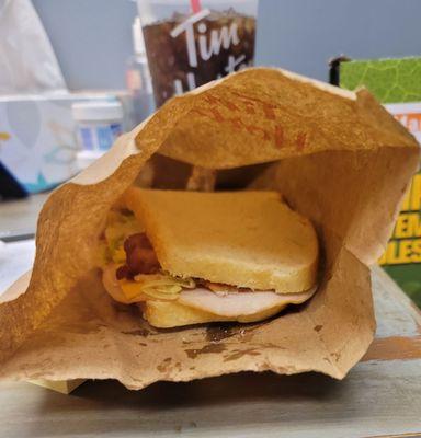 My sandwich as I opened bag.  No paper around it, not cut.