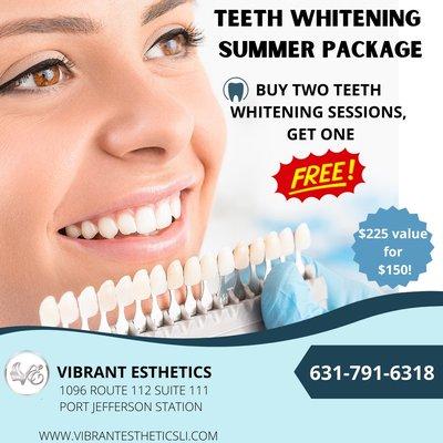 Buy two teeth whitening sessions, get one FREE!