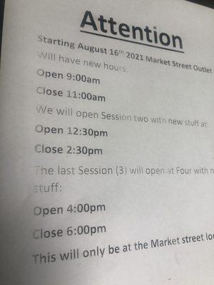 These are the new hours.