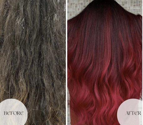 From Brunette To Ravishing Cherry Red!